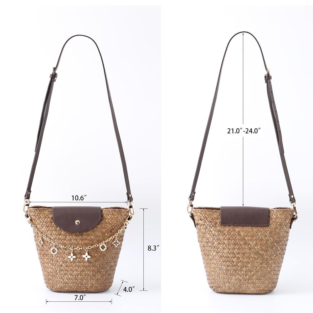 6678 Natural Straw Crossbody Bag Shoulder Bag Tote Handbag hobobag Purse - Picture 8 of 8
